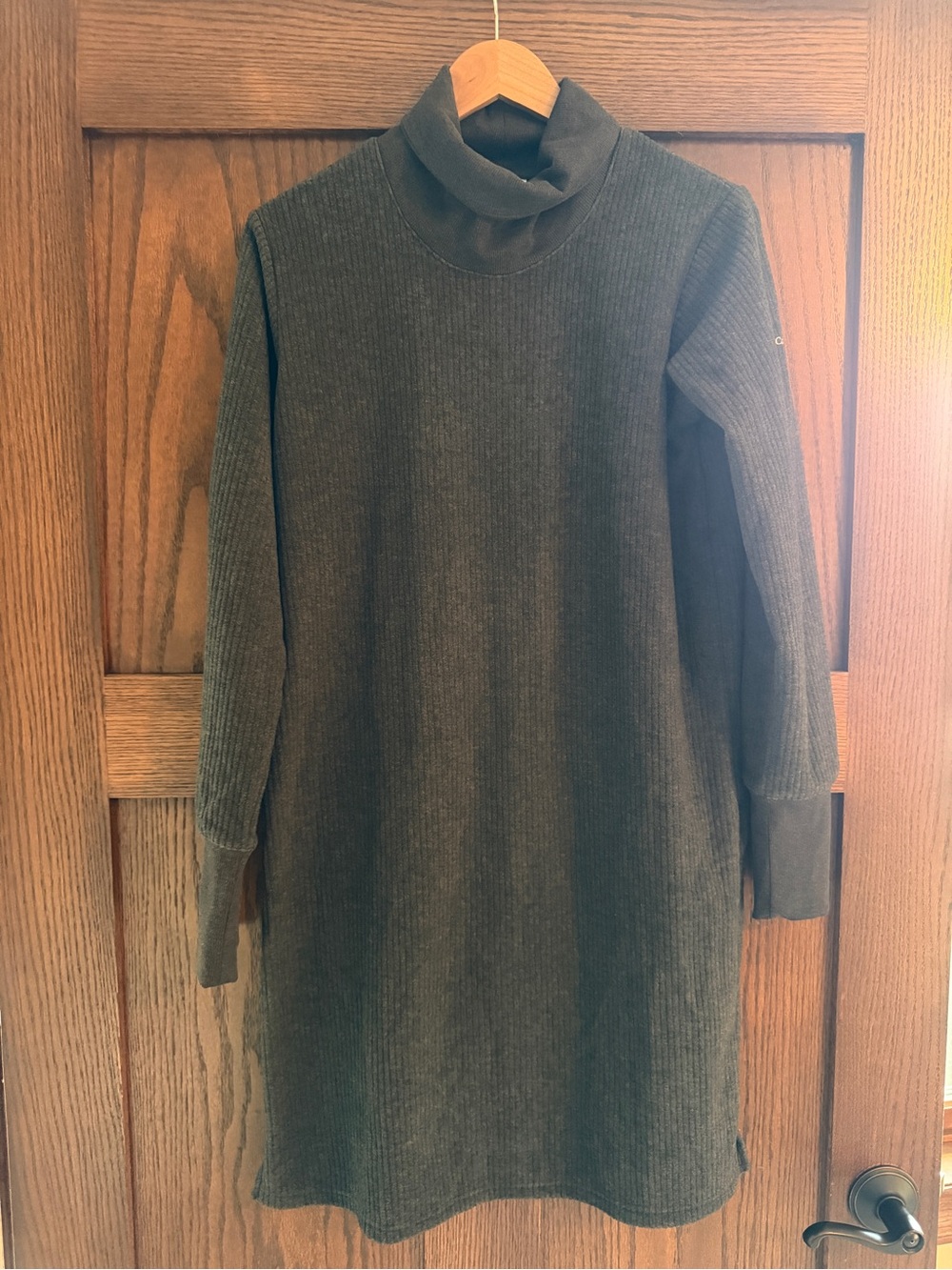 Columbia Grey Ribbed Turtleneck Sweatshirt Dress